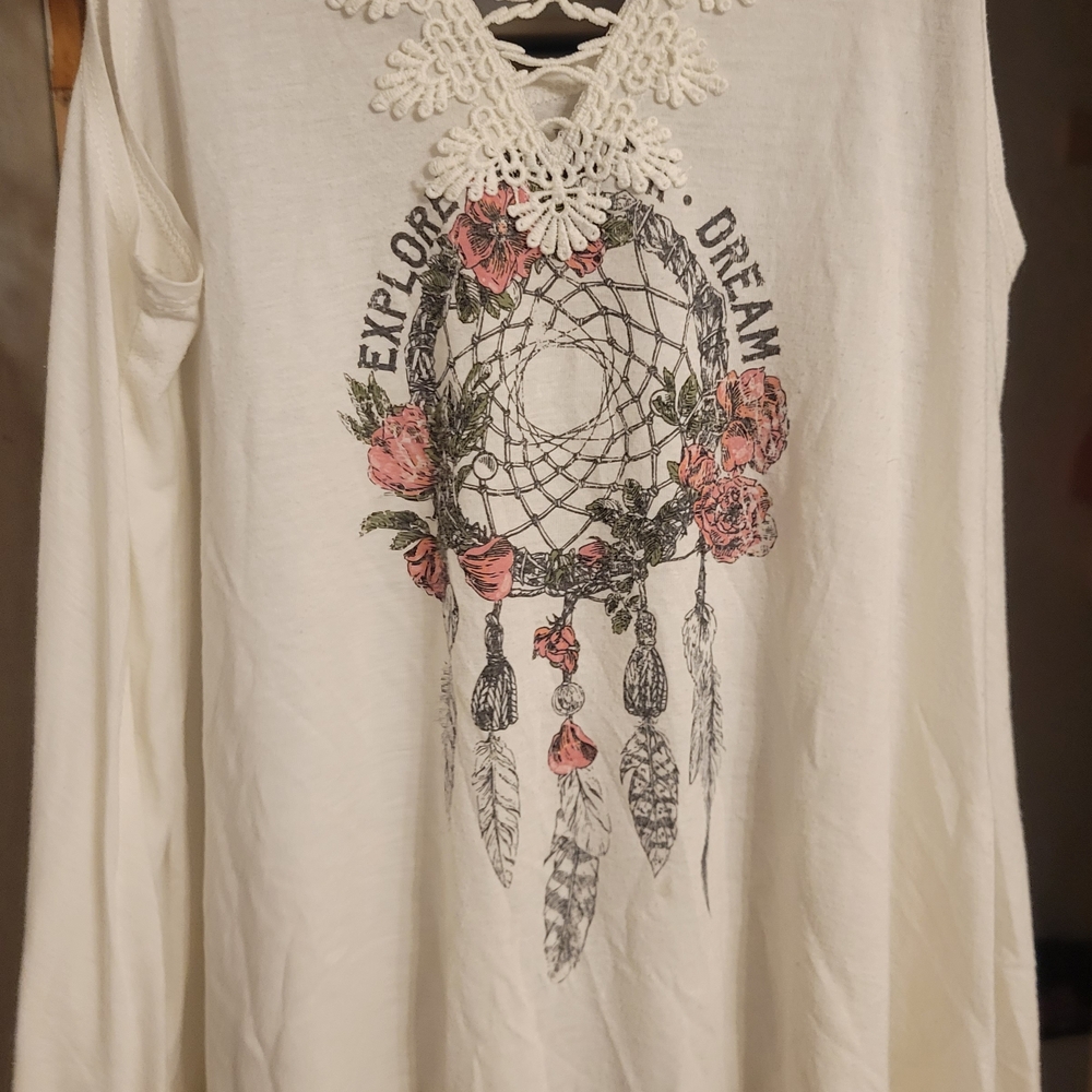 Wound Up Cream Floral Dreamcatcher  Sleeveless Top
